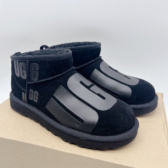 Ugg Classic Ultra Mini Scatter Women’s Ankle Winter Boots Booties Black US 7 - Picture 3 of 12